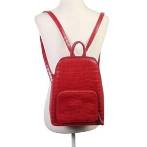 L. Erickson Red Faux Patent Croc Leather Backpack Purse